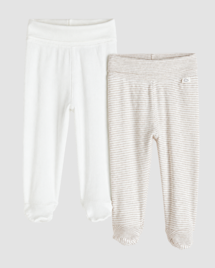 Lot de 2 pantalons bébé garçon blanc et rayé – H&M (3 mois)
