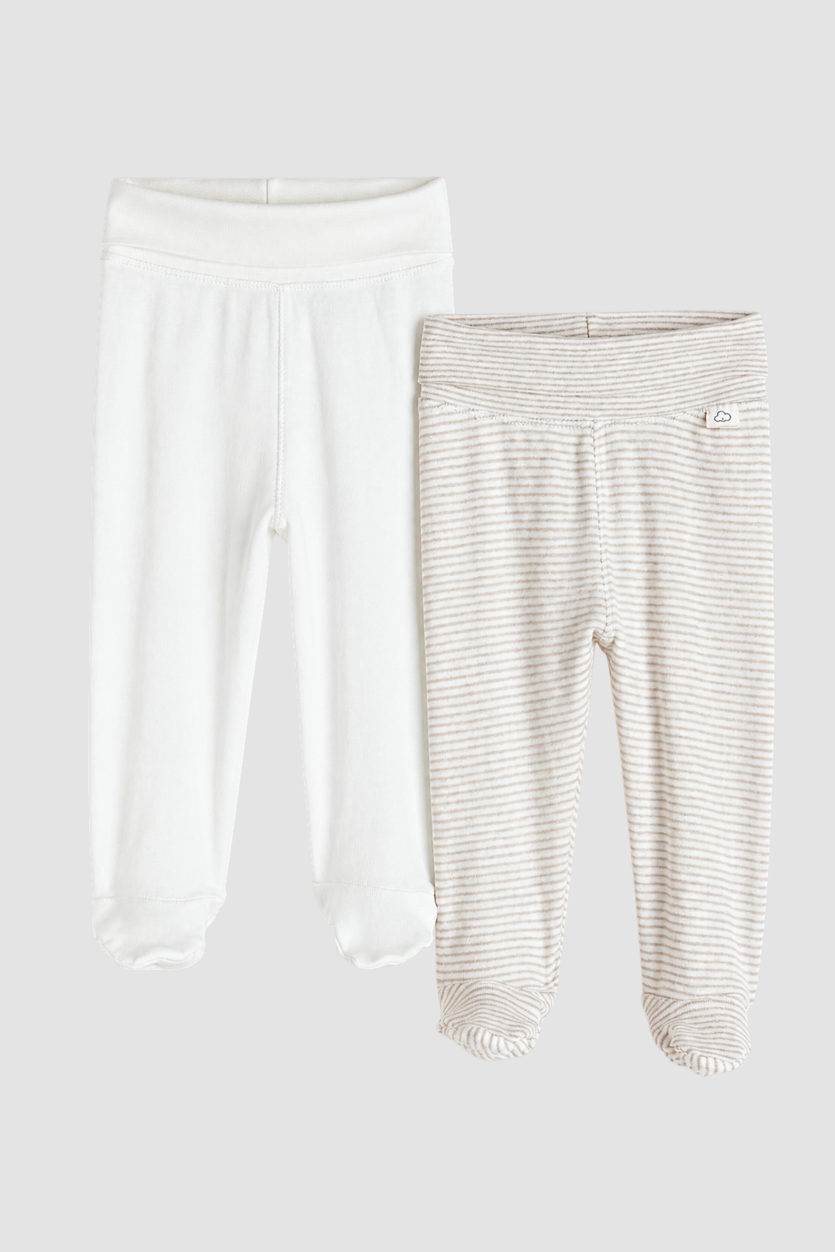 Lot de 2 pantalons bébé garçon blanc et rayé – H&M (3 mois)