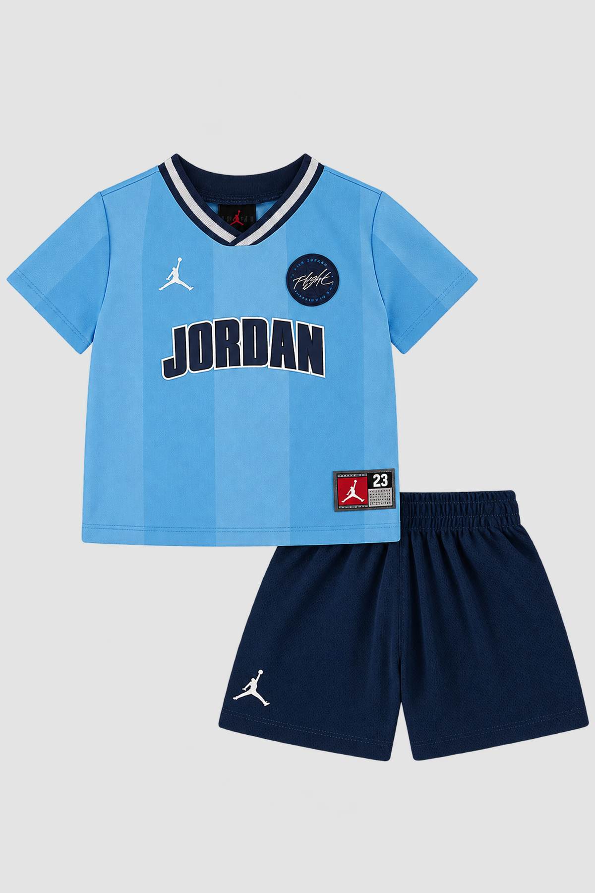 Ensemble bébé garçon T-shirt et short 2 pièces bleu et marine – Jordan (12 mois) – vue de face