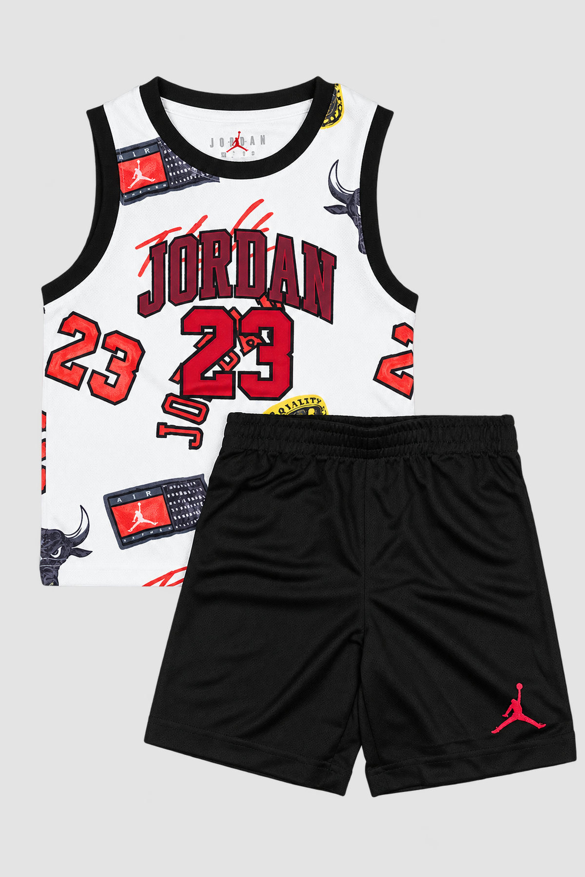 Ensemble bébé garçon débardeur imprimé et short 2 pièces blanc et noir – Jordan 23 (12 mois) – vue de face