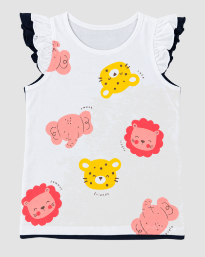 Lot de 2 tee-shirts bébé fille blanc animaux et bleu marine à cœur – OVS (24–30 mois et 30–36 mois) – vue principale