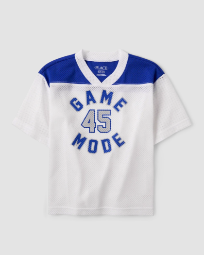 Maillot garçon blanc et bleu « Game Mode 45 » – The Children’s Place (10 et 12 ans) – Vue principale