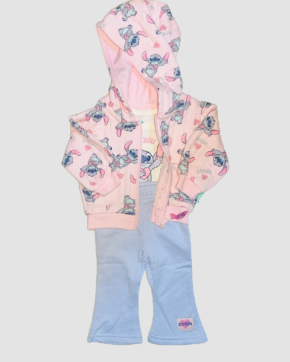 Ensemble Disney Baby Stitch rose 0 à 3 mois – trois pièces
