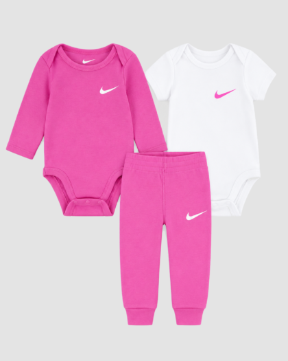 Ensemble bébé fille Nike rose et blanc – 2 bodies et pantalon (6 mois) – ensemble complet
