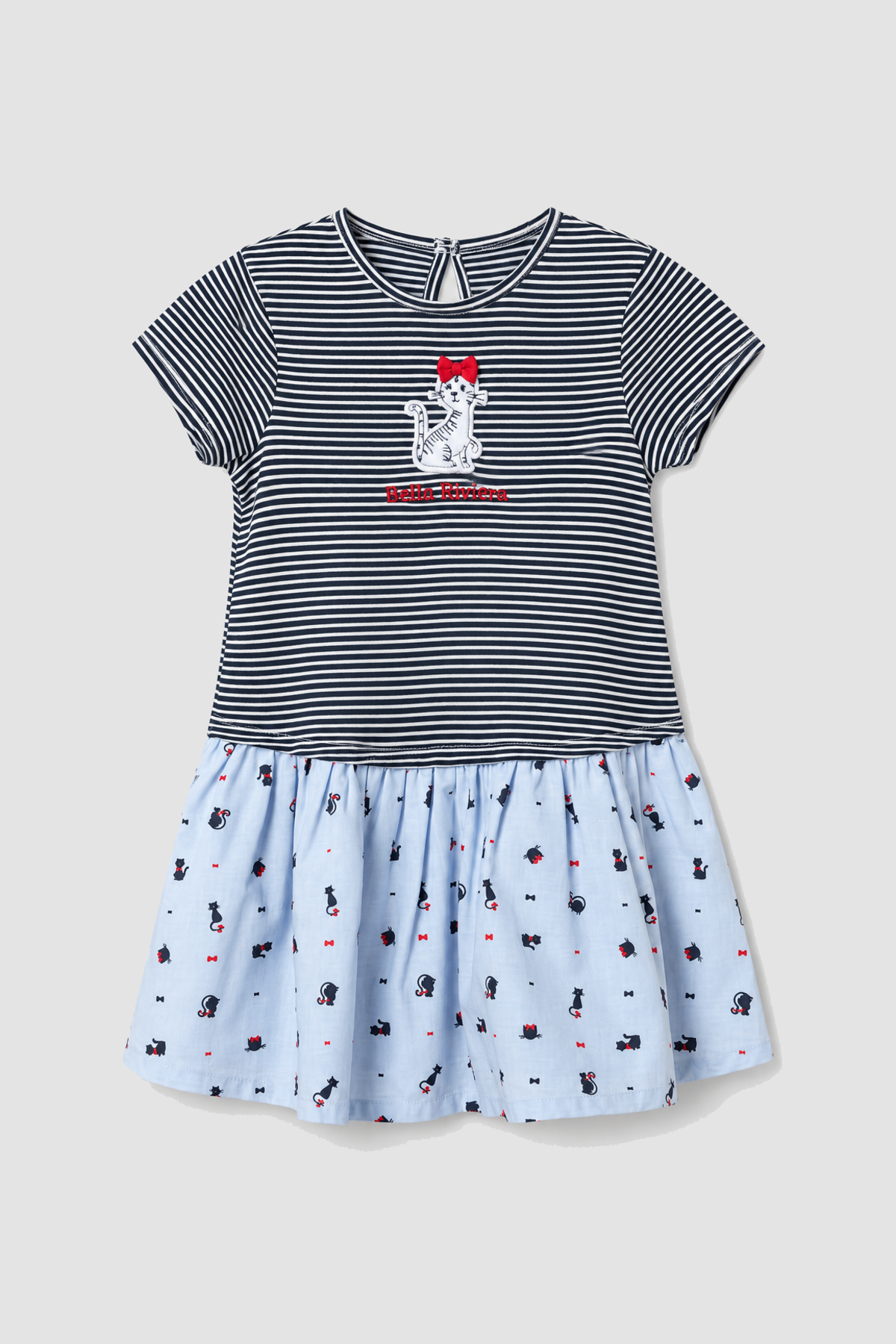 Robe bébé fille rayée à chat Bella Riviera – Orchestra (18 mois) – vue avant