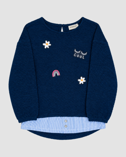 Haut fille bleu marine brodé Cool – Orchestra (4 ans) – vue principale