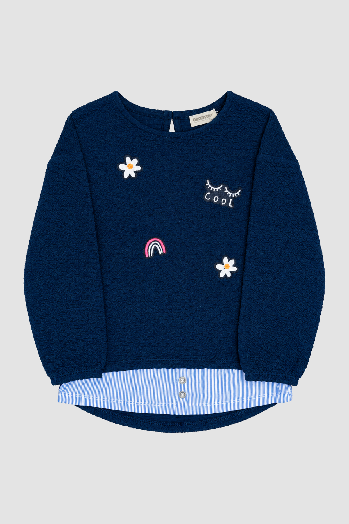 Haut fille bleu marine brodé Cool – Orchestra (4 ans) – vue principale