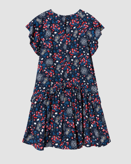 Robe fille bleu marine fleurie – Orchestra (8 ans) – vue principale