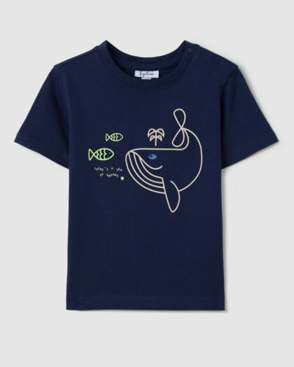 T-shirt bébé garçon OVS baleine bleu marine (12–18, 18–24, 24–30 et 30–36 mois)