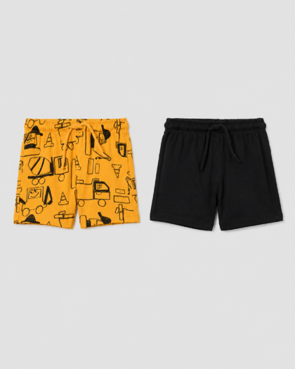 Lot de 2 shorts bébé garçon jaune imprimé et noir – OVS