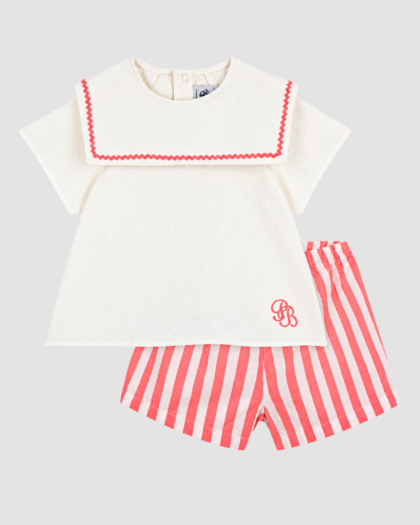 Ensemble bébé fille marin 2 pièces en coton et lin – Petit Bateau (18 mois)