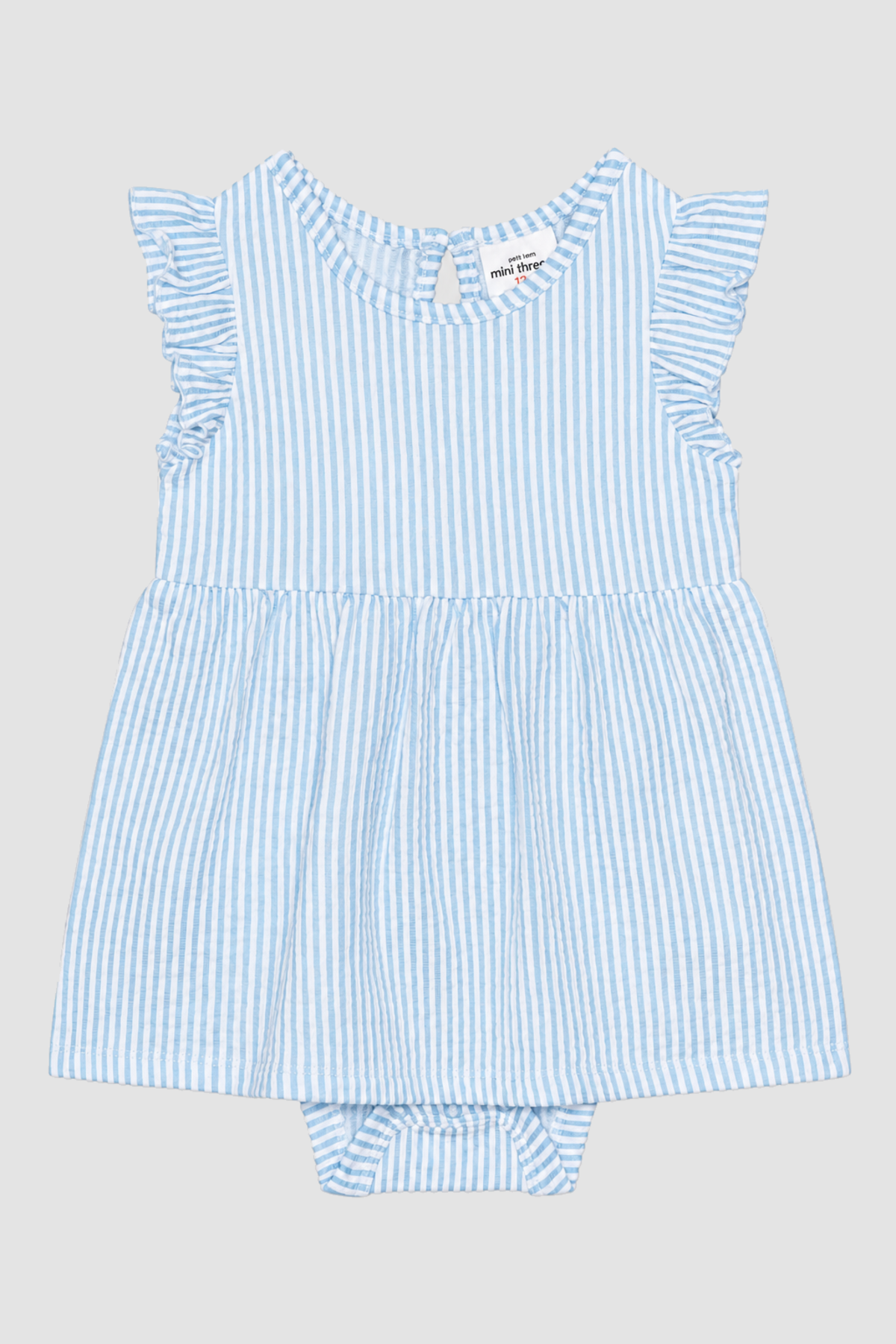 Ensemble bébé fille Petit Lem robe-body rayée bleue et accessoires – 4 pièces (6 mois) – vue complémentaire 1