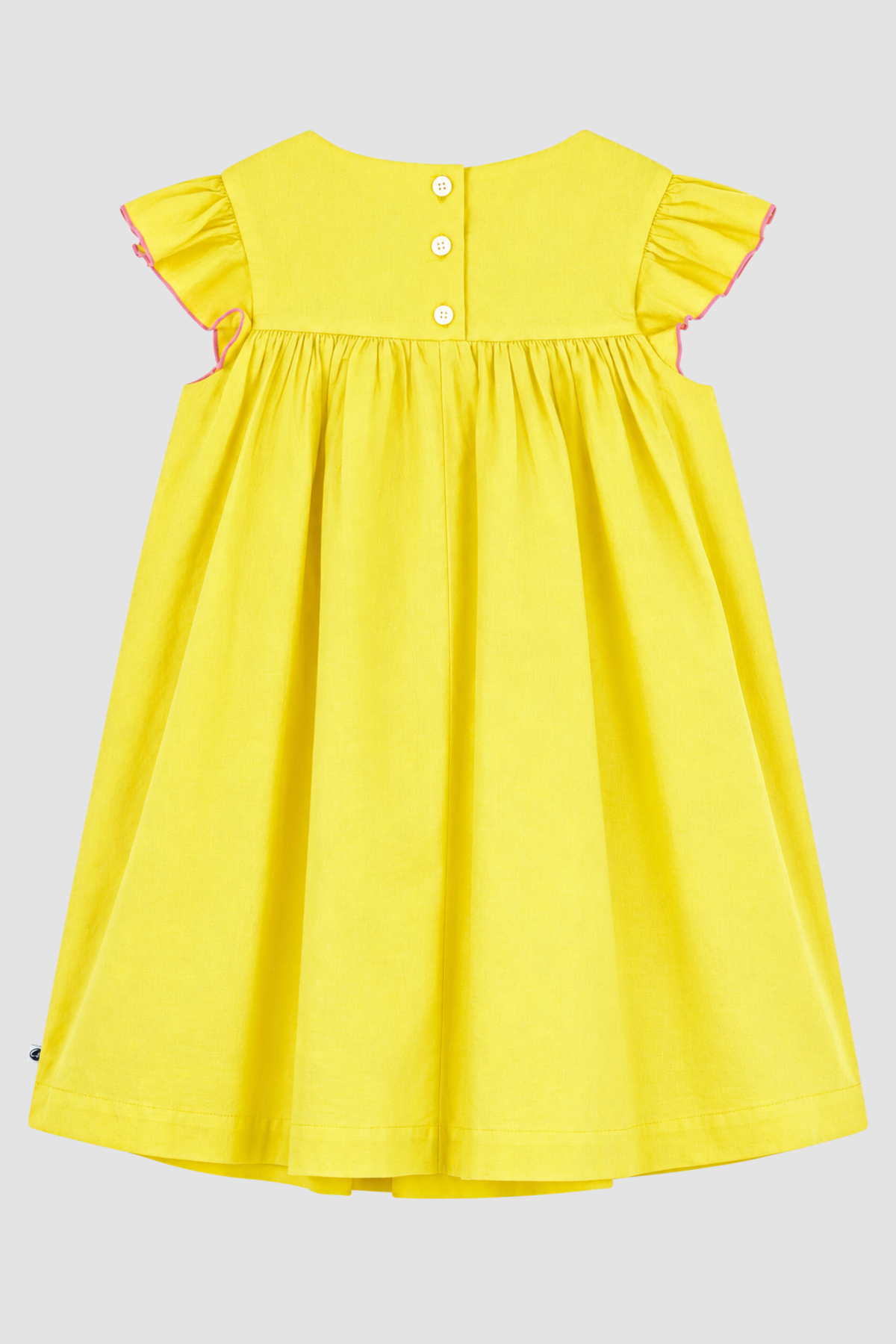 Robe fille Petit Bateau jaune à smocks et manches volantées (8 et 12 ans) – vue complémentaire 2