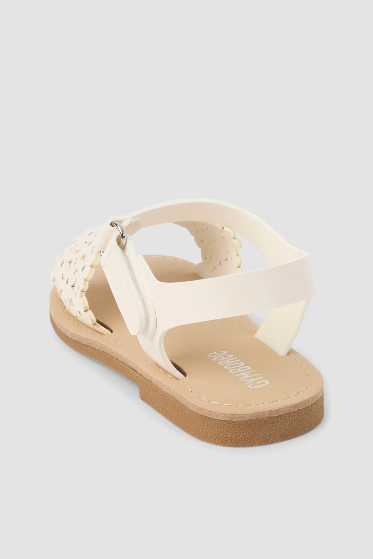 Sandales fille Gymboree blanches à fleurs ajourées – vue arrière et fermeture à scratch