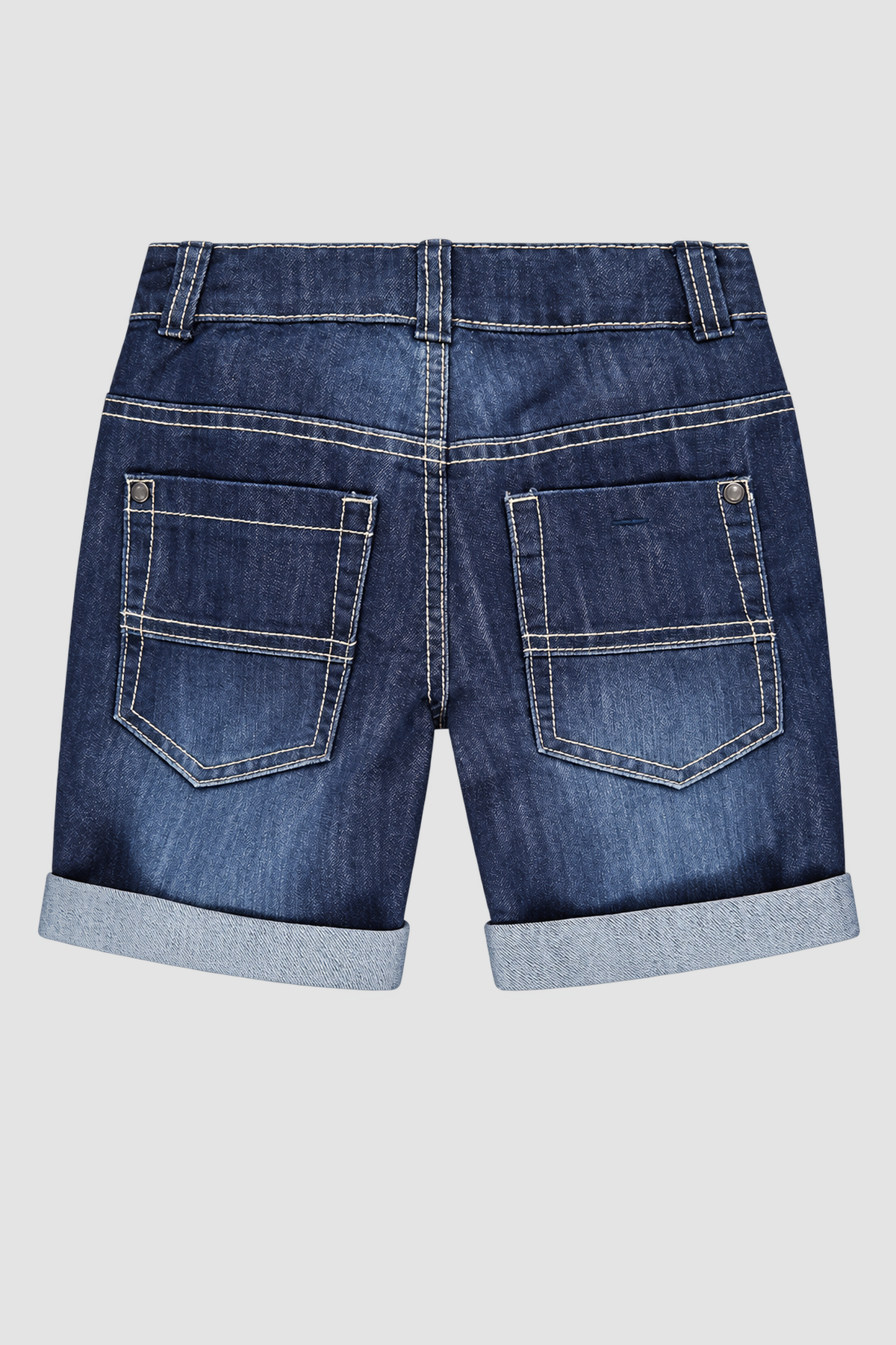 Short garçon en jean bleu à revers (10 ans) – Vue arrière