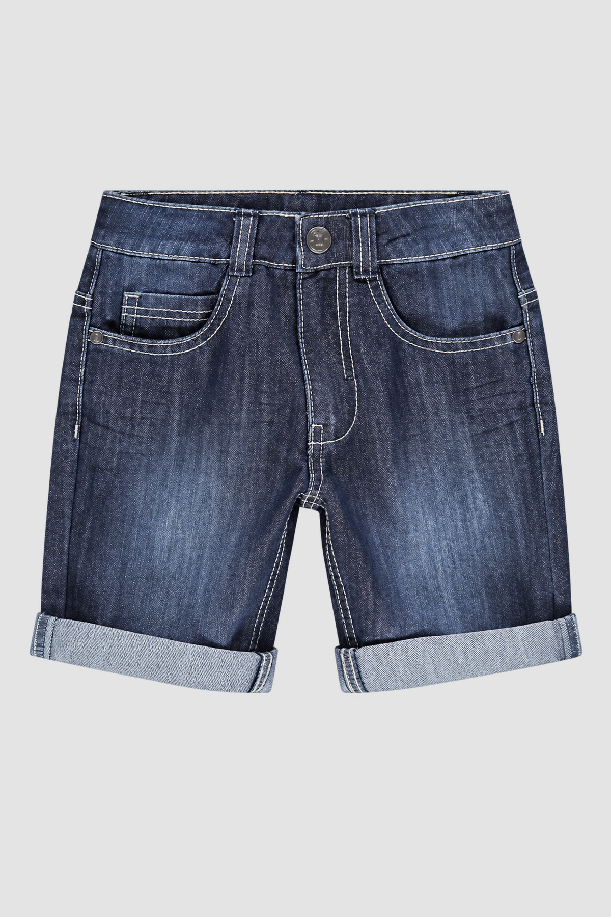 Short garçon en jean bleu à revers (10 ans) – Vue principale