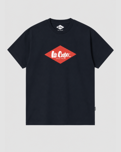 T-shirt garçon bleu marine à logo rouge – Lee Cooper (4 à 14 ans)