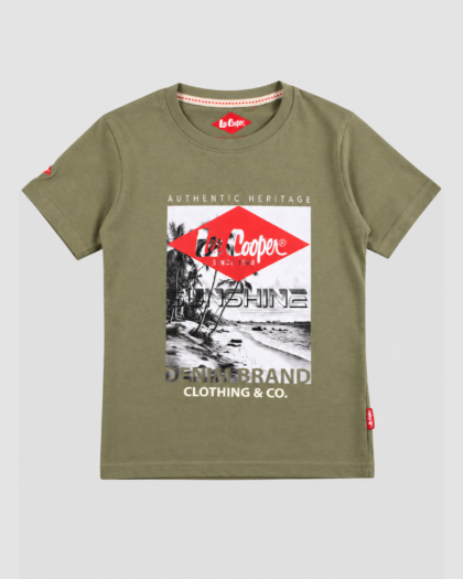 T-shirt garçon kaki imprimé Sunshine – Lee Cooper (4 à 14 ans) — vue principale