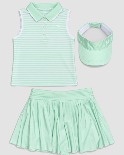 Ensemble fille Tommy Bahama polo, jupe et visière vert menthe – ensemble disponible en 4 ans et 12 ans