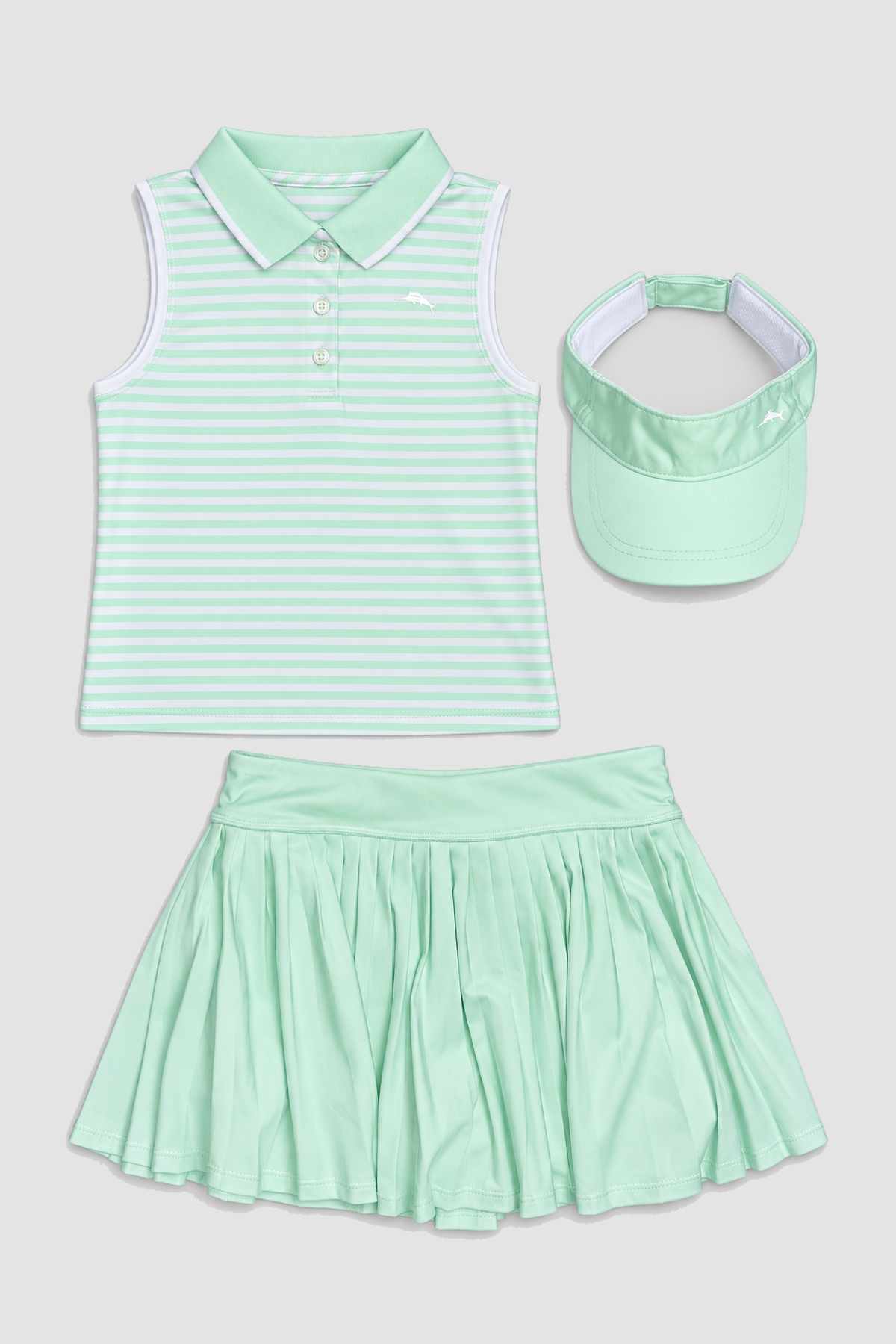 Ensemble fille Tommy Bahama polo, jupe et visière vert menthe – ensemble disponible en 4 ans et 12 ans