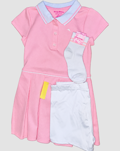 Ensemble fille robe polo rose, short et chaussettes – Tommy Bahama (7–8 ans)