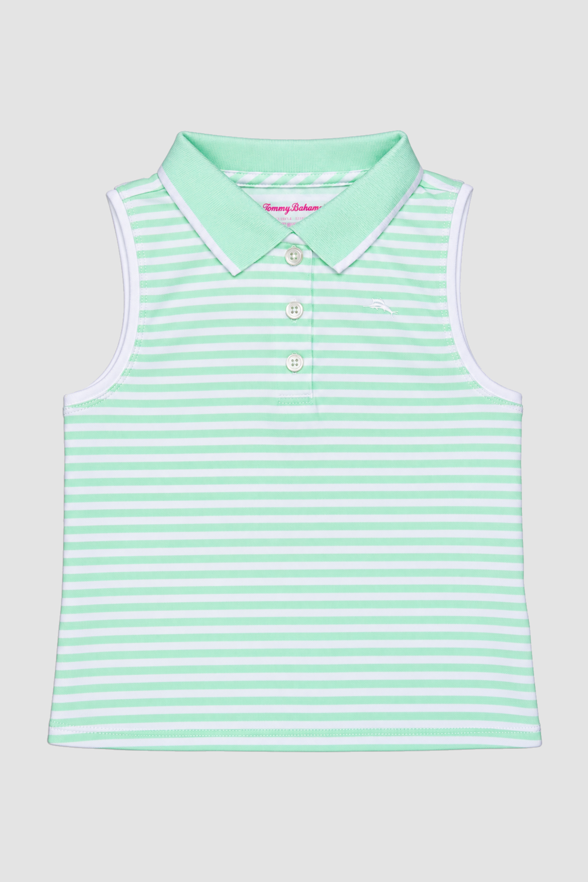 Polo fille Tommy Bahama sans manches rayé vert menthe et blanc – ensemble disponible en 4 ans et 12 ans