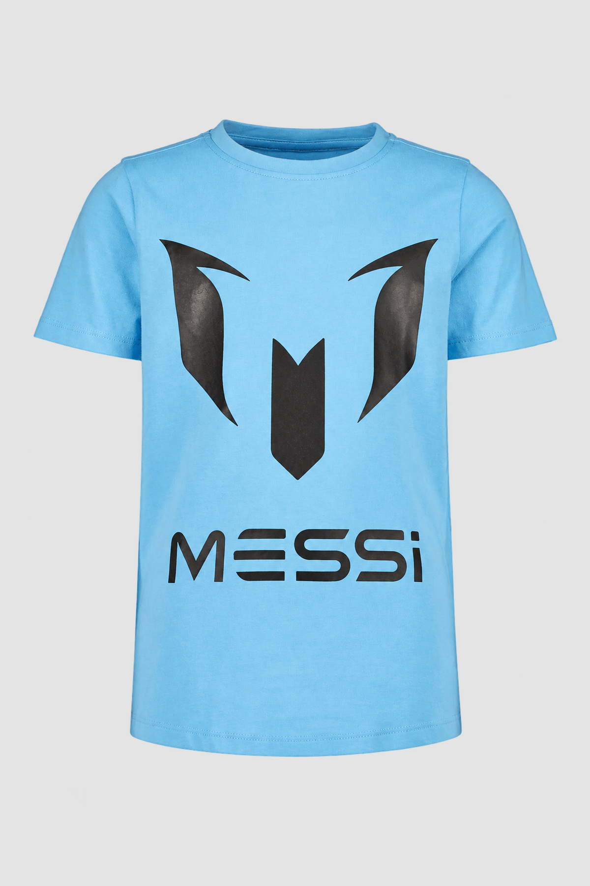T-shirt garçon bleu ciel à manches courtes avec motif Messi noir