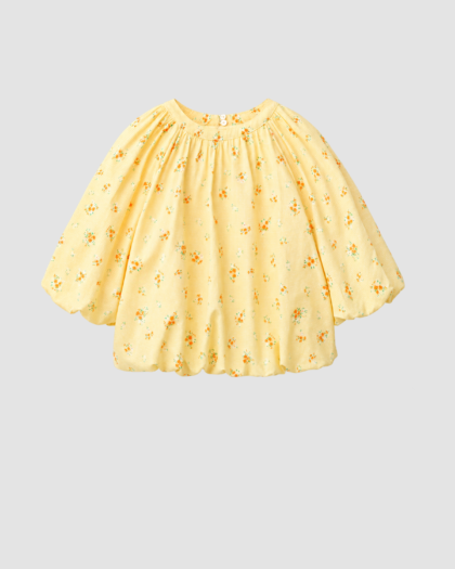 Blouse fille à carreaux jaunes et fleurs – Zara (6, 8 et 10 ans)