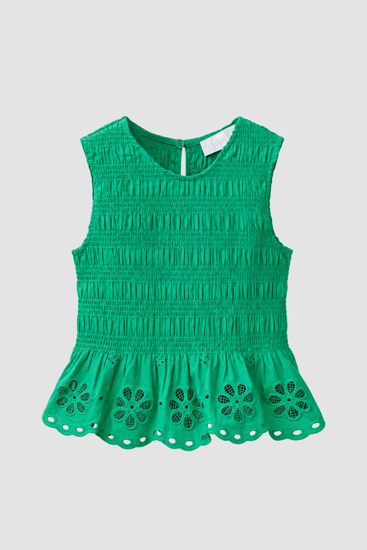 Haut fille vert à smocks et broderie florale – Zara (9, 10 et 11 ans)
